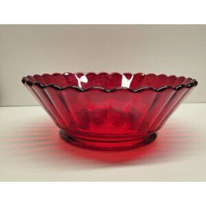 Ruby Red Vintage Bowl Fluted Sides Mosser Glass 6.5"